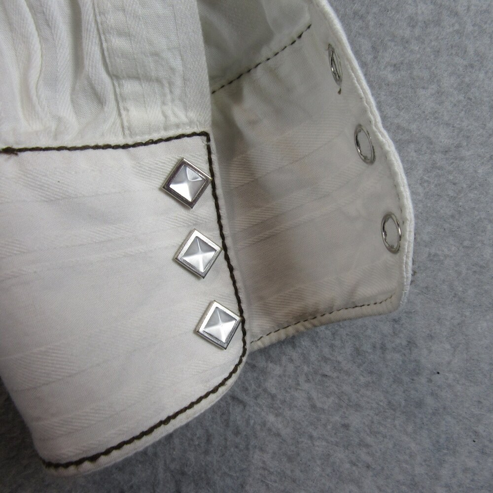 Ariat Mens Pearl Snap Western Shirt S Small White Embroidered 100% Cotton Pocket - Picture 6 of 10